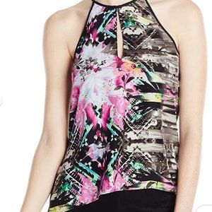 Parker Nassau Combo Halter Neck Silk Tank Top Size S